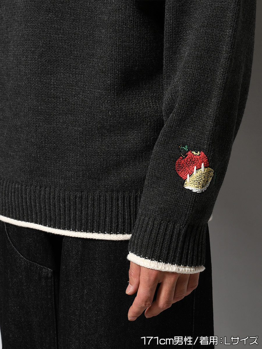 HENLEY STITCH KNIT -CHARCOAL-
