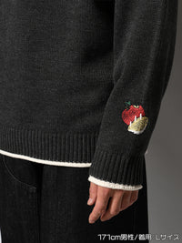 HENLEY STITCH KNIT -CHARCOAL-