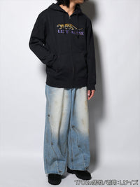 LEOPARD ZIP PARKA -NAVY-