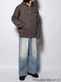 LEOPARD ZIP PARKA -CHARCOAL-