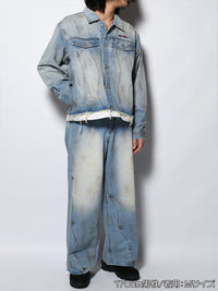 RAW WAVE DENIM PANTS -L.INDIGO-