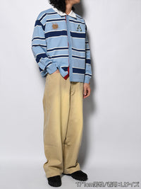 WIDE BORDER KNIT SH -LIGHT BLUE-