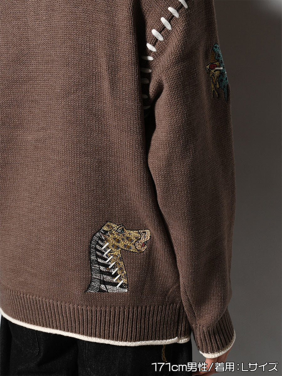 HENLEY STITCH KNIT -GREIGE-