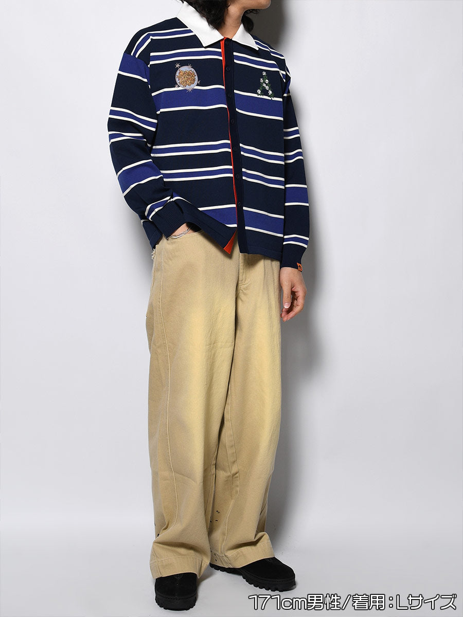 WIDE BORDER KNIT SH -NAVY-