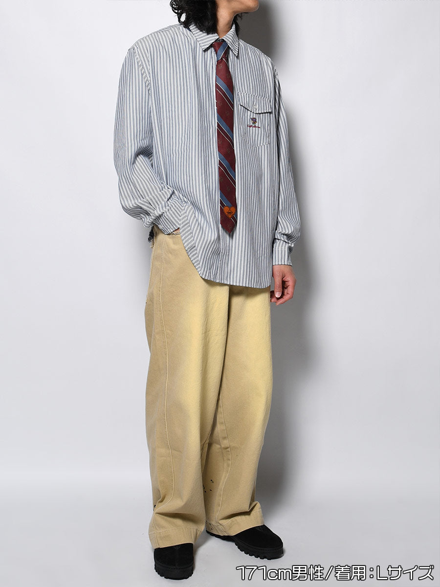 TIE STRIPE LS SHIRT -NAVY-