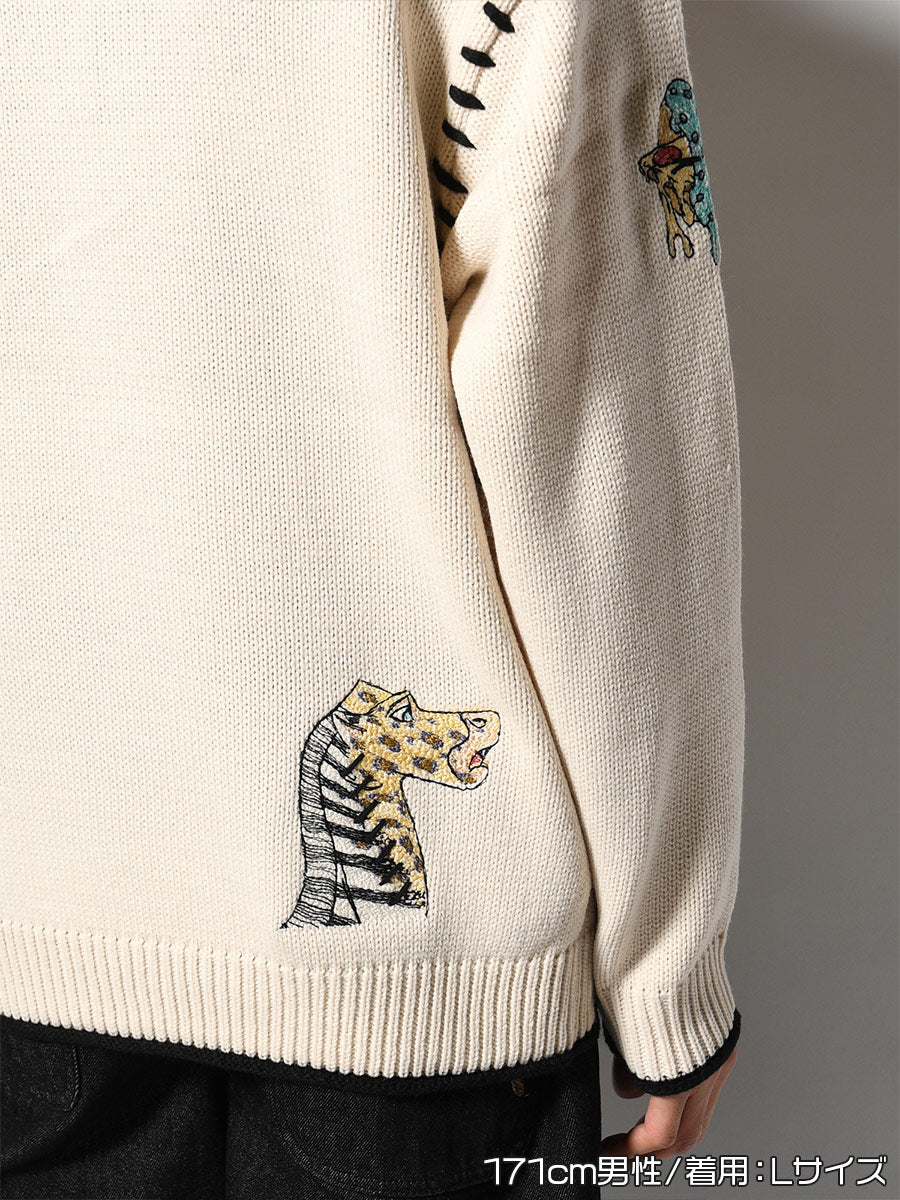 HENLEY STITCH KNIT -IVORY-