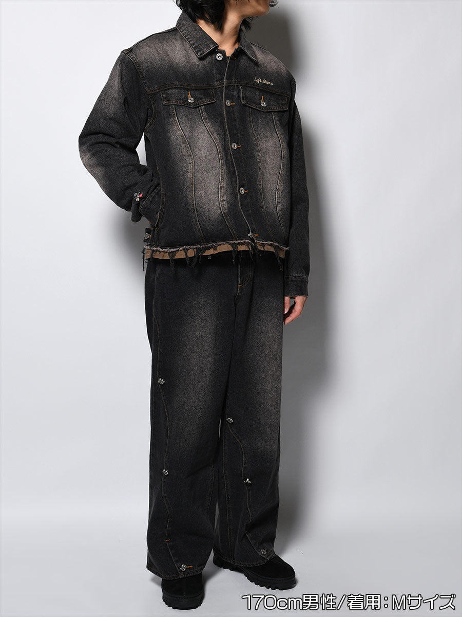 RAW WAVE DENIM PANTS -BLACK-