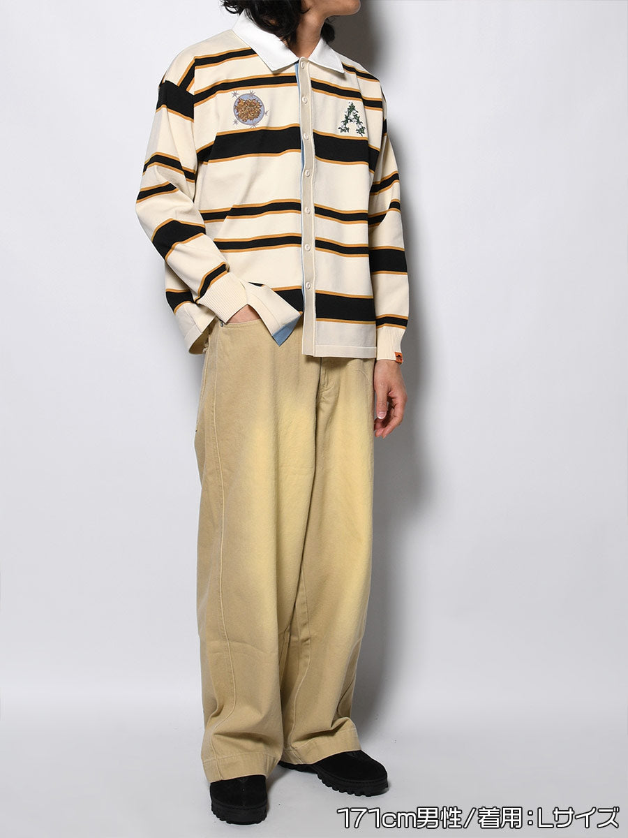 WIDE BORDER KNIT SH -IVORY-