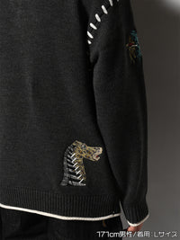 HENLEY STITCH KNIT -CHARCOAL-