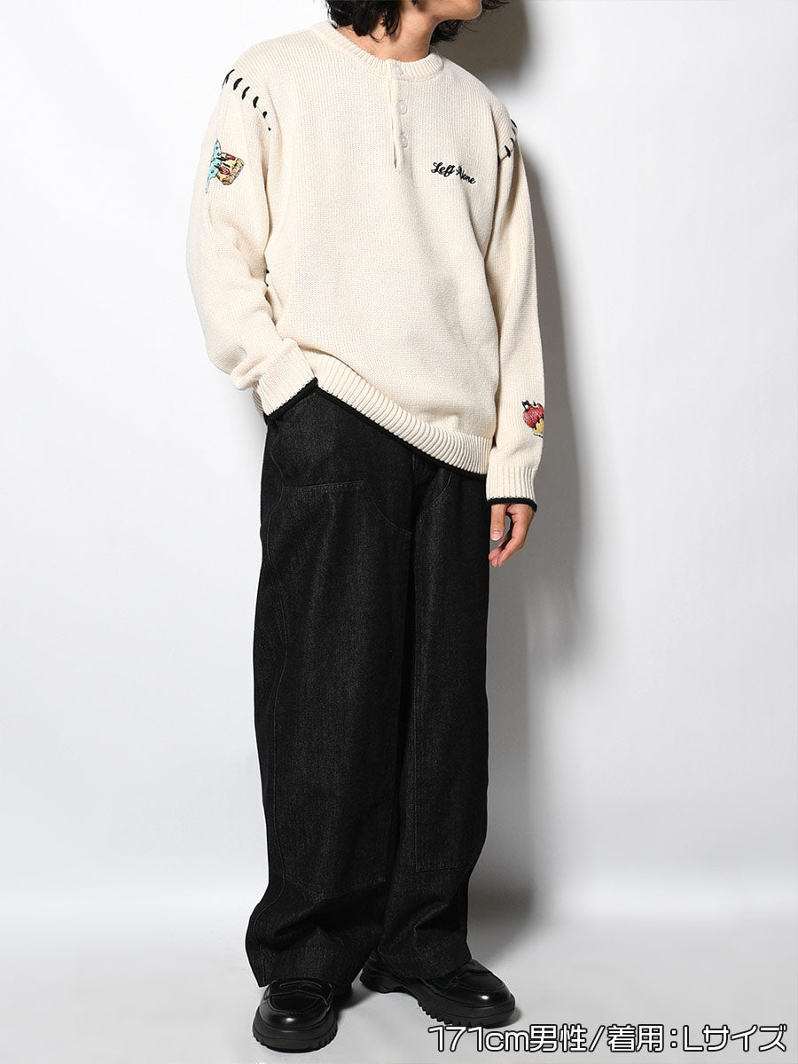 HENLEY STITCH KNIT -IVORY-