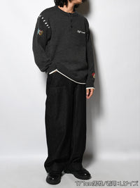 HENLEY STITCH KNIT -CHARCOAL-