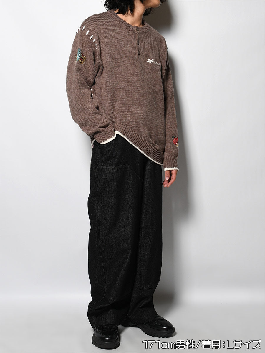 HENLEY STITCH KNIT -GREIGE-