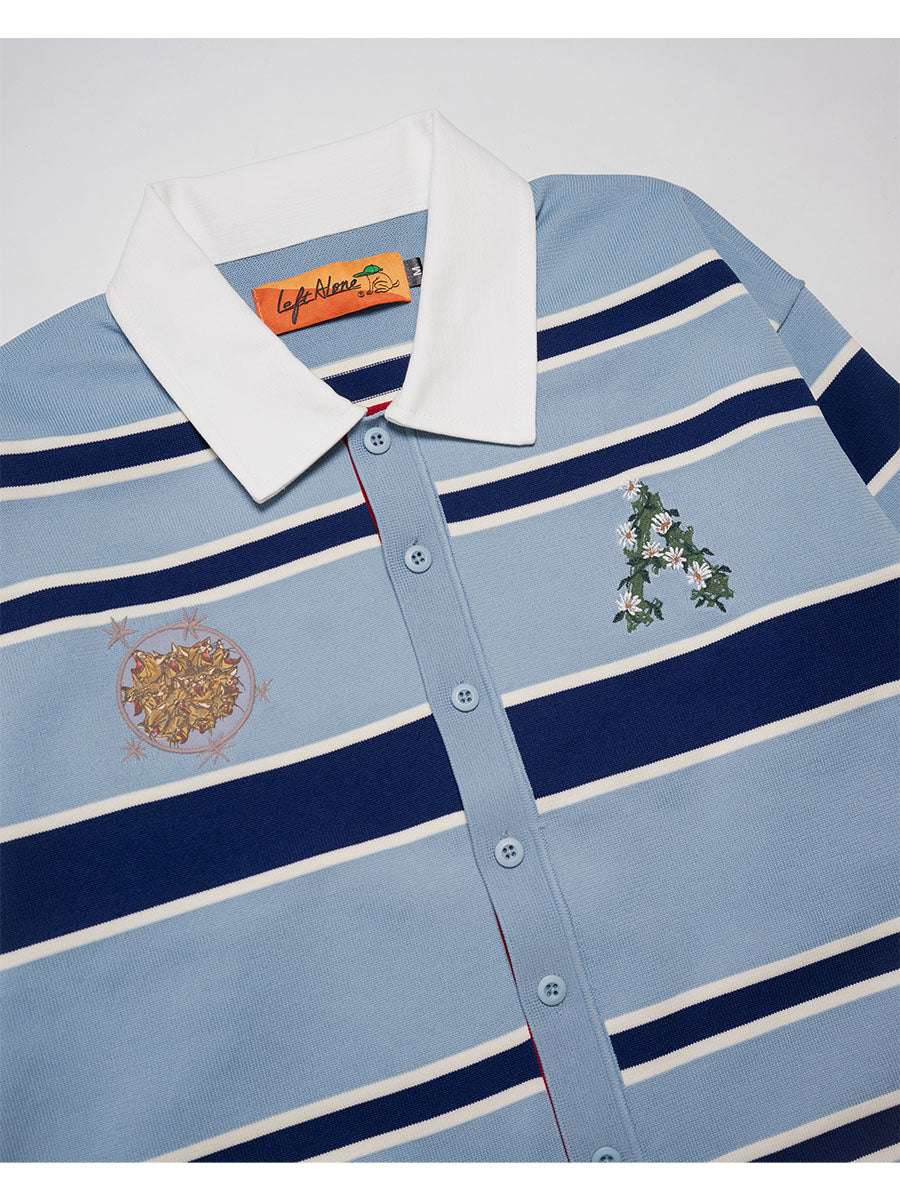 WIDE BORDER KNIT SH -LIGHT BLUE-