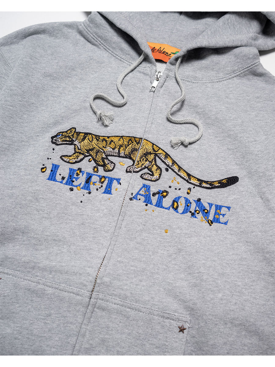 LEOPARD ZIP PARKA -HEATHER GREY-
