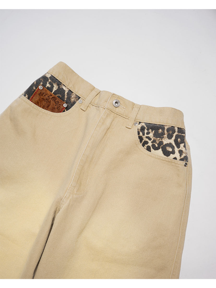 LEOPARD PAINT PANTS -BEIGE-