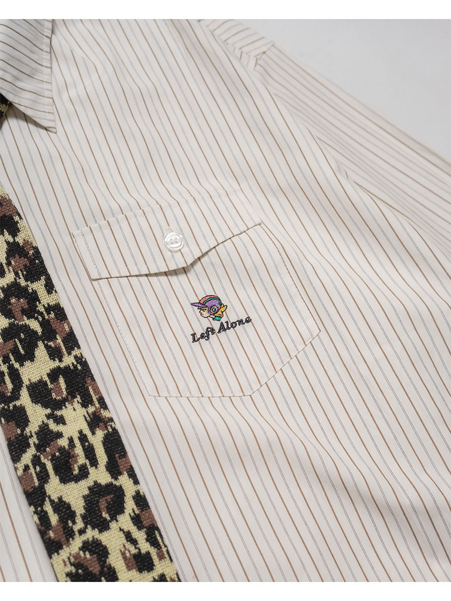 KNIT TIE LS SHIRT -STRIPE(IVORY)-