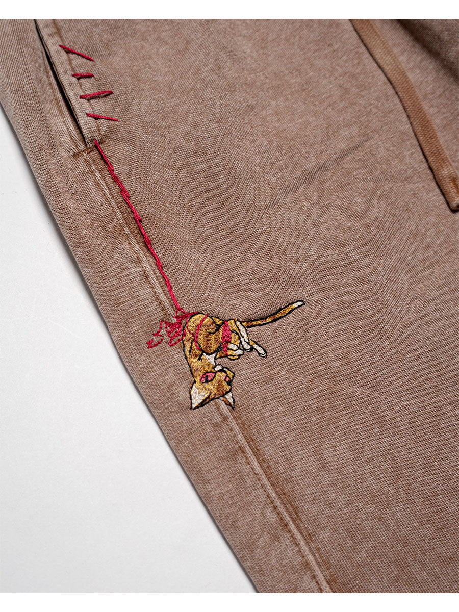 CAT SWEAT PANTS -BROWN-