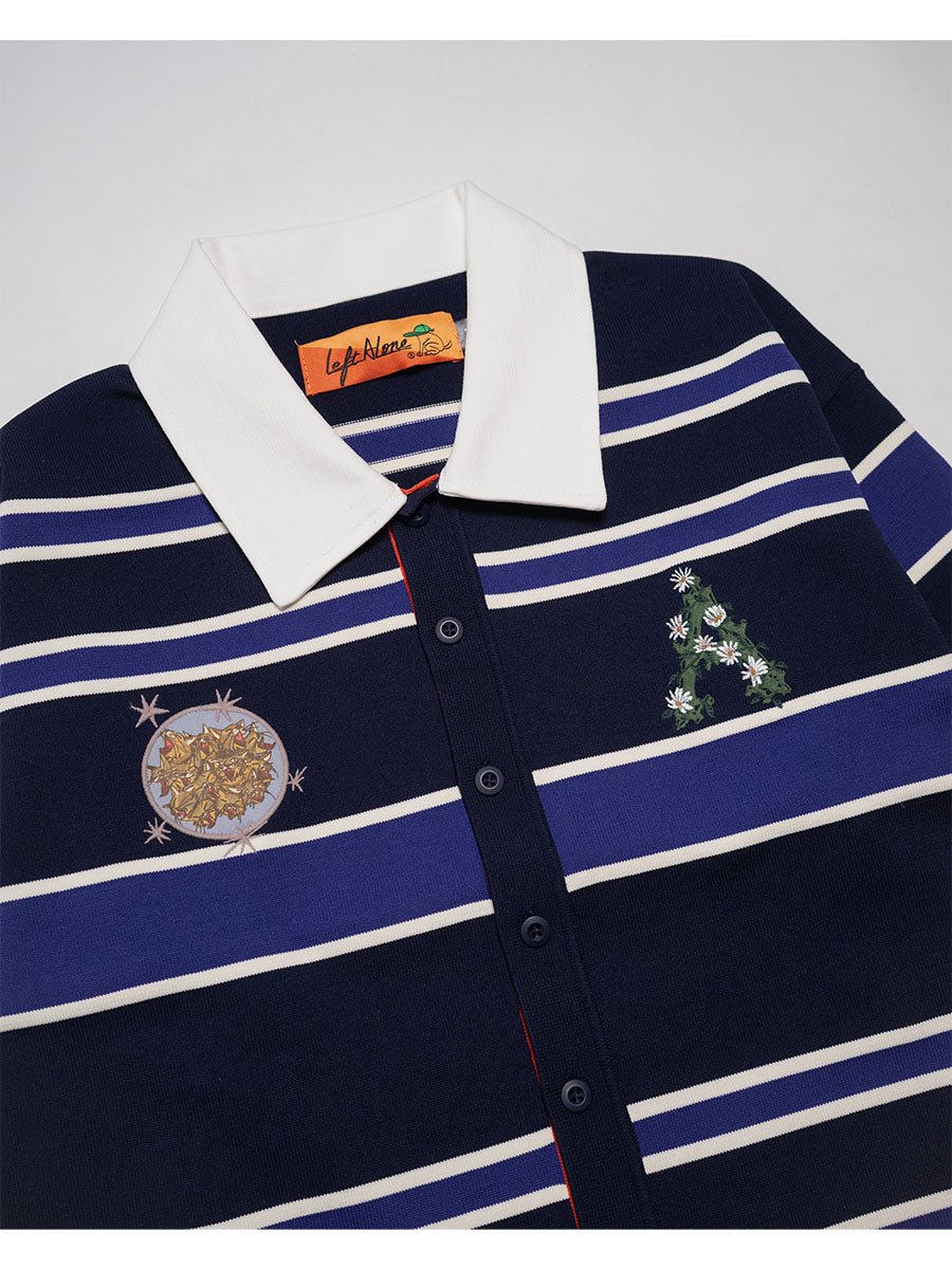 WIDE BORDER KNIT SH -NAVY-