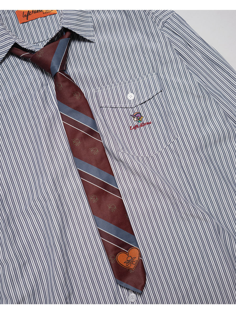 TIE STRIPE LS SHIRT -NAVY-