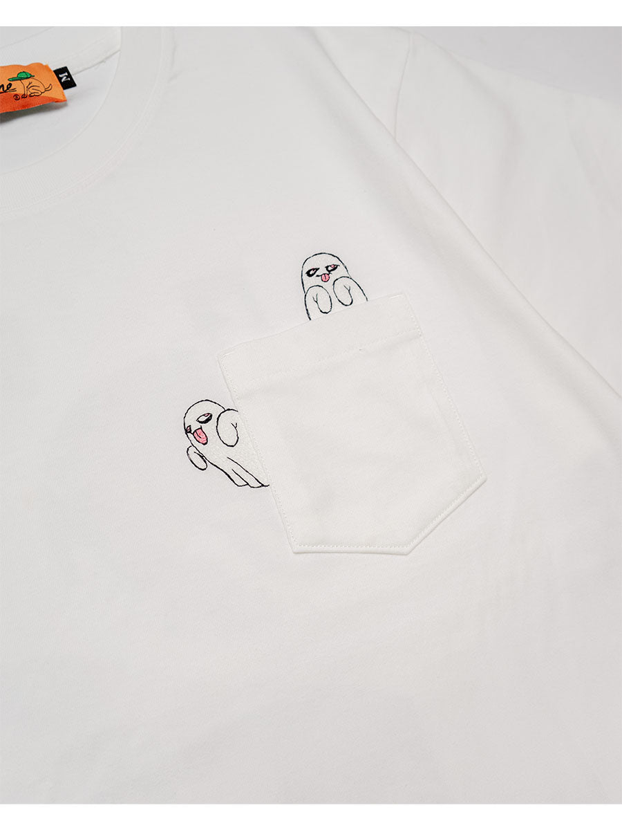 GHOST POCKET TEE -WHITE-