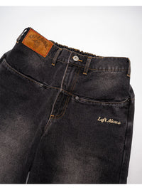 RAW WAVE DENIM PANTS -BLACK-