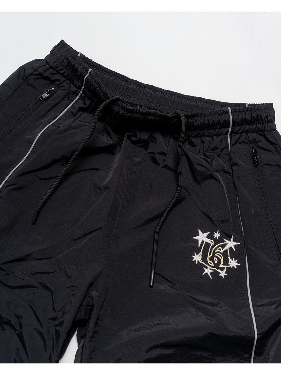 NYLON TRACK PANTS -BLACK-