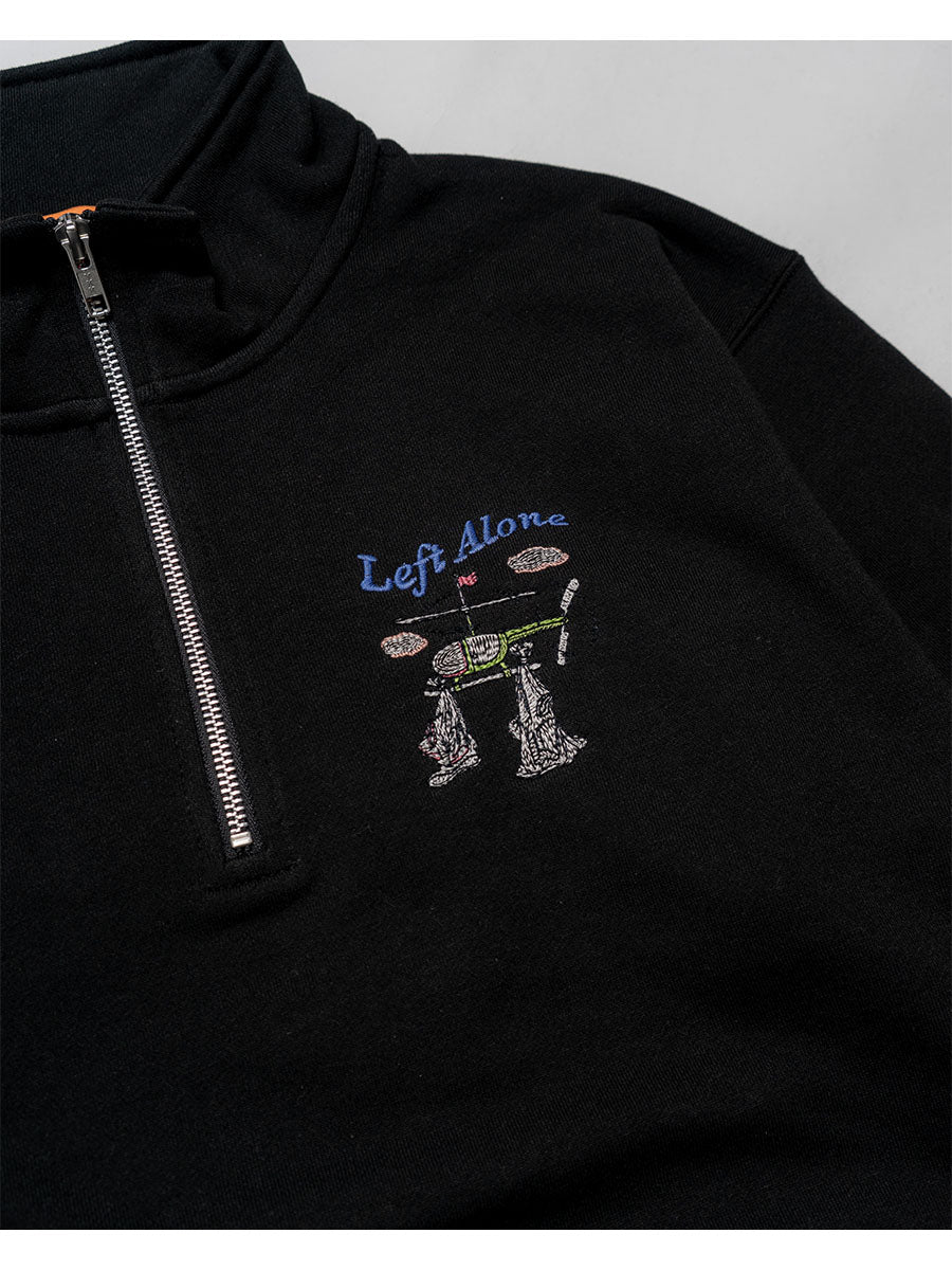 HALF ZIP SWEAT -BLACK-