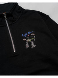 HALF ZIP SWEAT -BLACK-