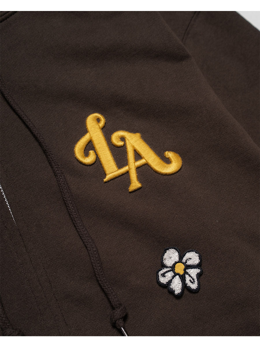 FLOWER ZIP PARKA -BROWN-