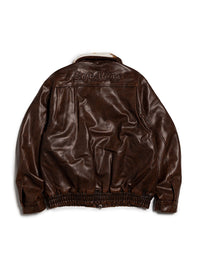 FAKE LEATHER JKT -BROWN-