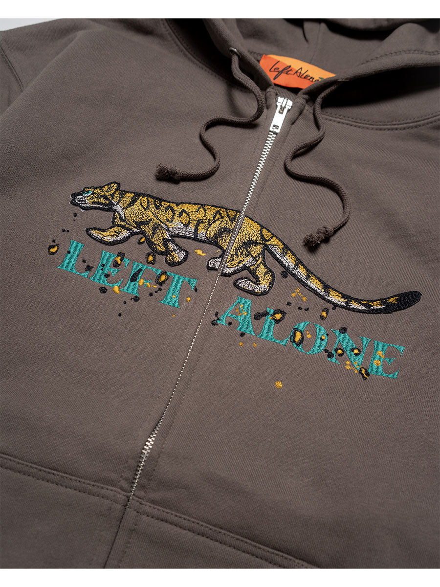 LEOPARD ZIP PARKA -CHARCOAL-