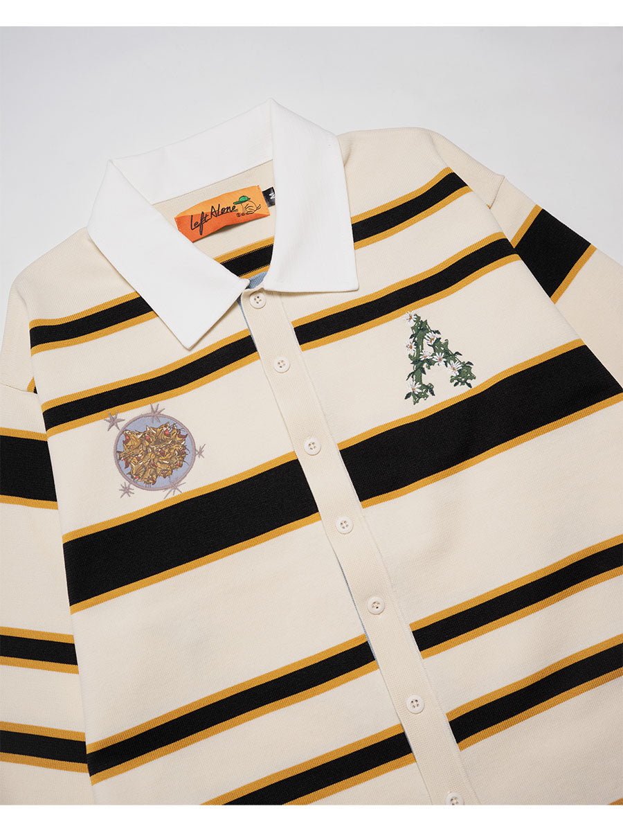 WIDE BORDER KNIT SH -IVORY-