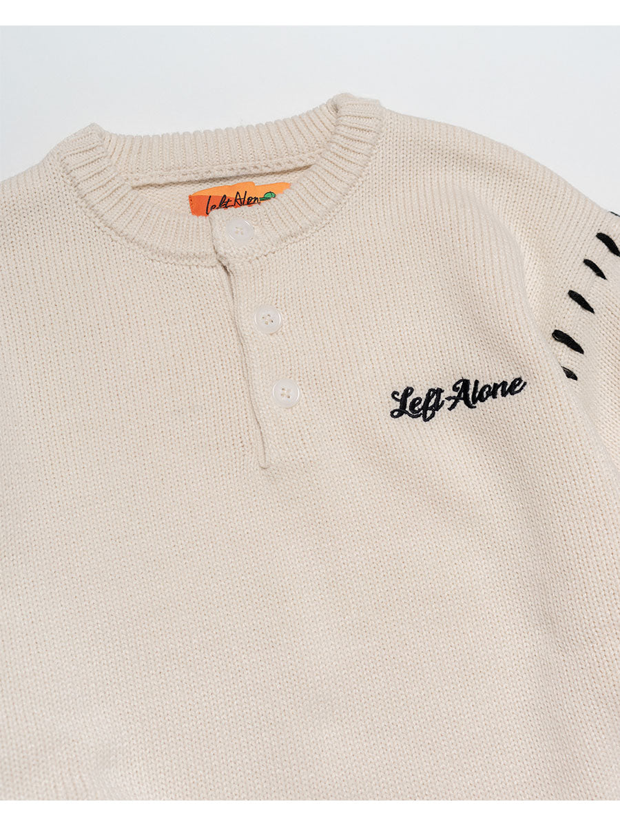 HENLEY STITCH KNIT -IVORY-