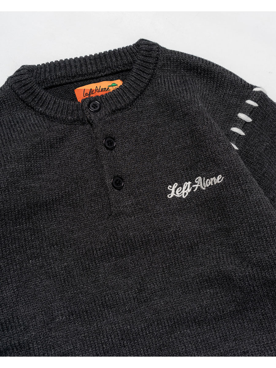 HENLEY STITCH KNIT -CHARCOAL-