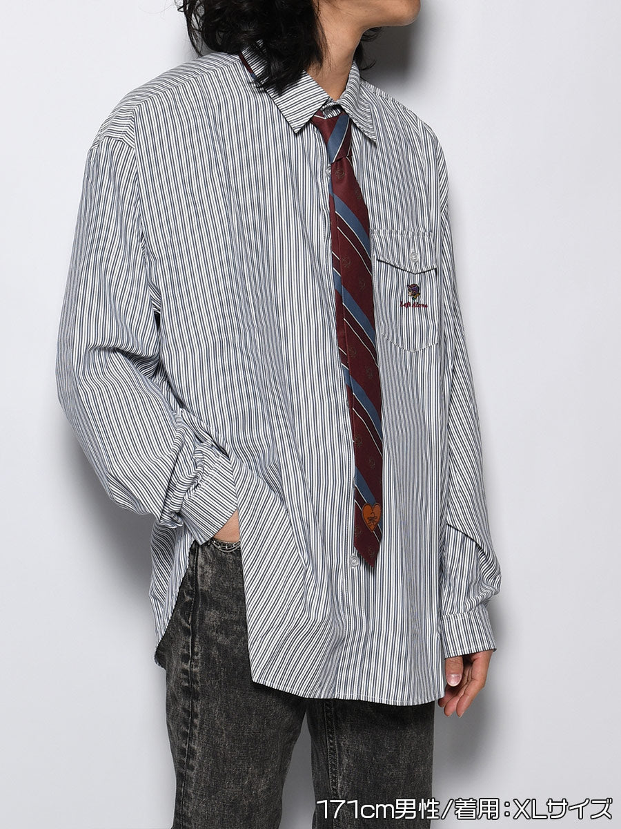 TIE STRIPE LS SHIRT -NAVY-
