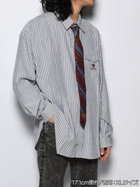 TIE STRIPE LS SHIRT -NAVY-