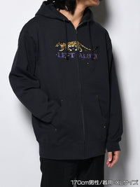 LEOPARD ZIP PARKA -NAVY-