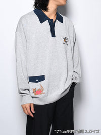 KNIT POLO -GREY-