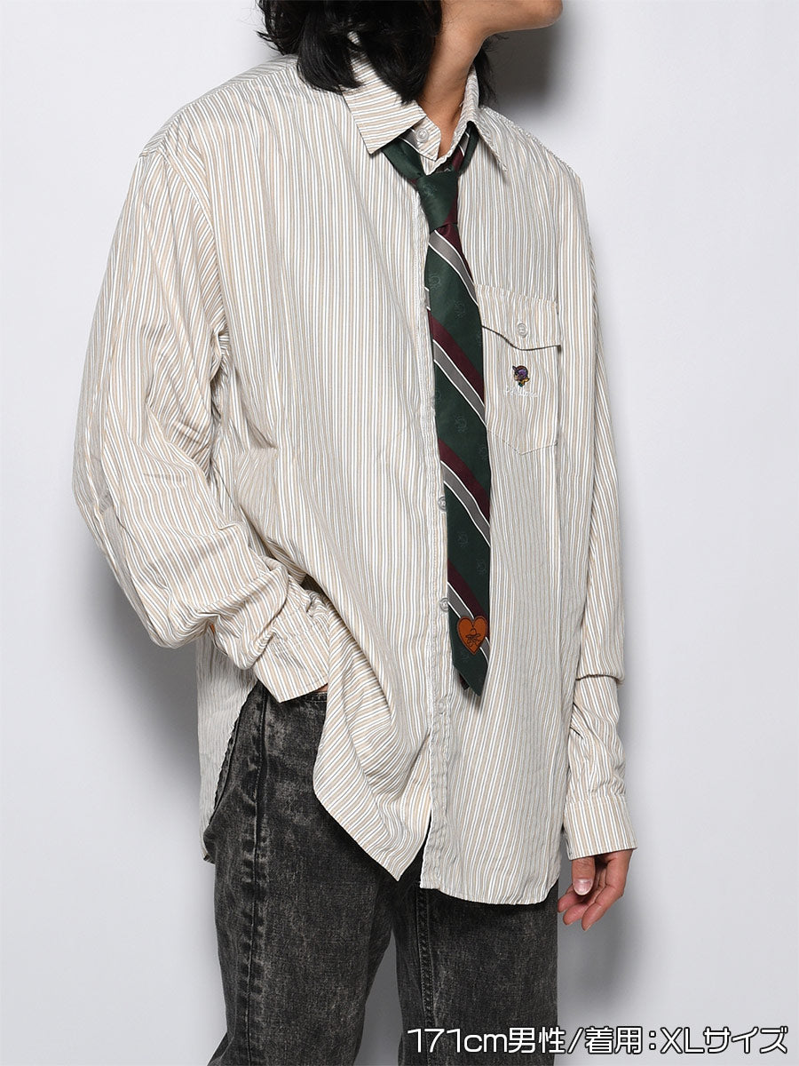 TIE STRIPE LS SHIRT -BEIGE-