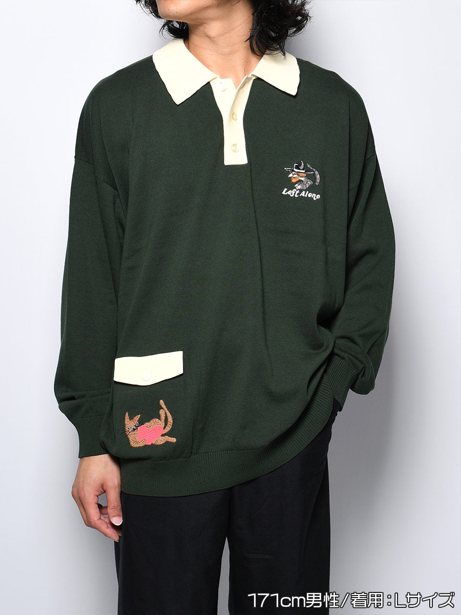 KNIT POLO -GREEN-