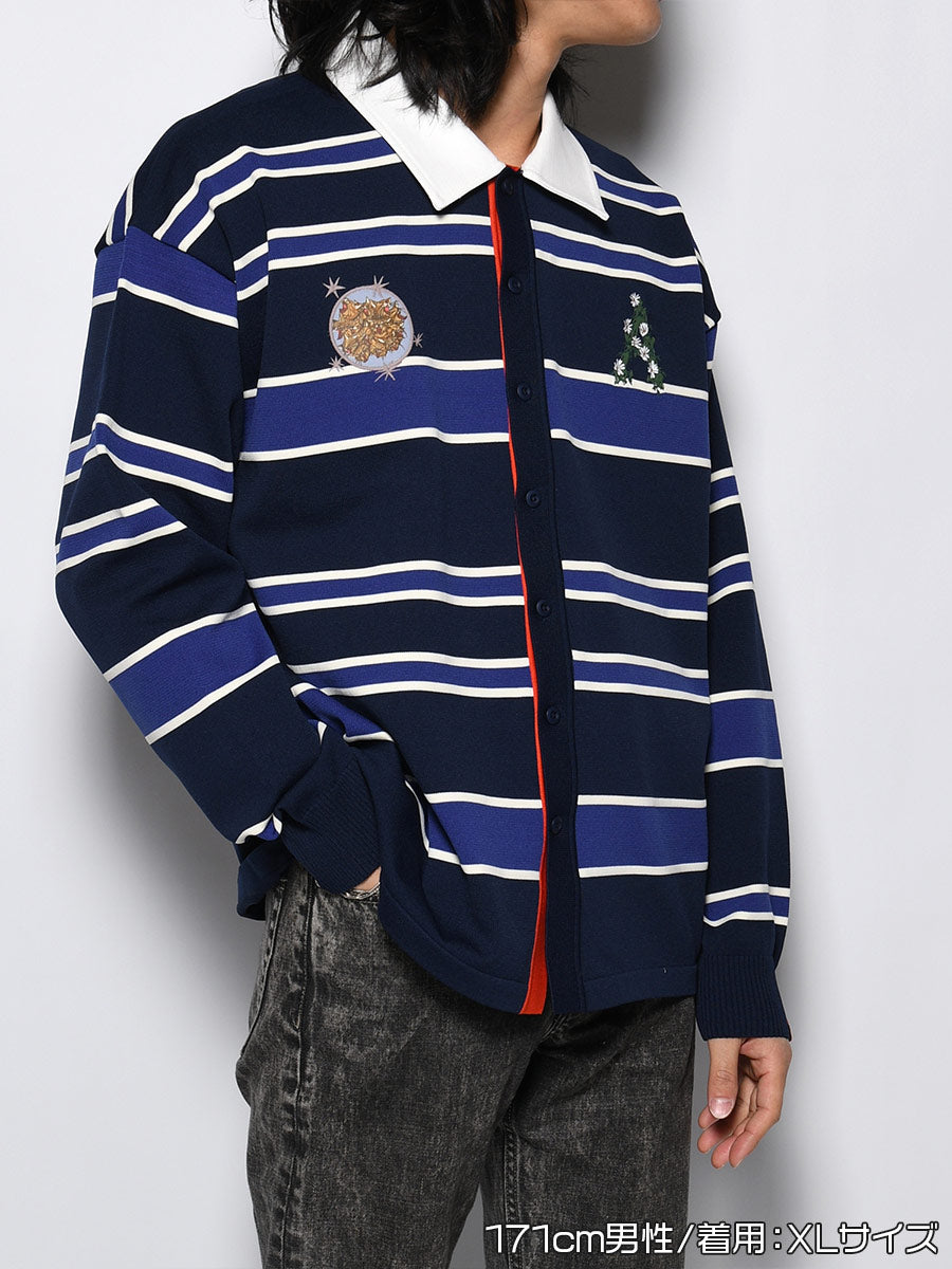 WIDE BORDER KNIT SH -NAVY-