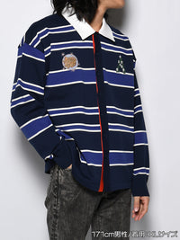 WIDE BORDER KNIT SH -NAVY-