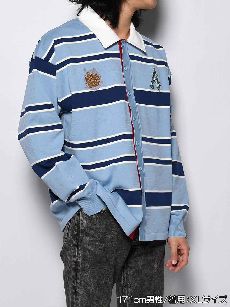 WIDE BORDER KNIT SH -LIGHT BLUE-