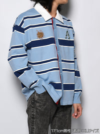 WIDE BORDER KNIT SH -LIGHT BLUE-