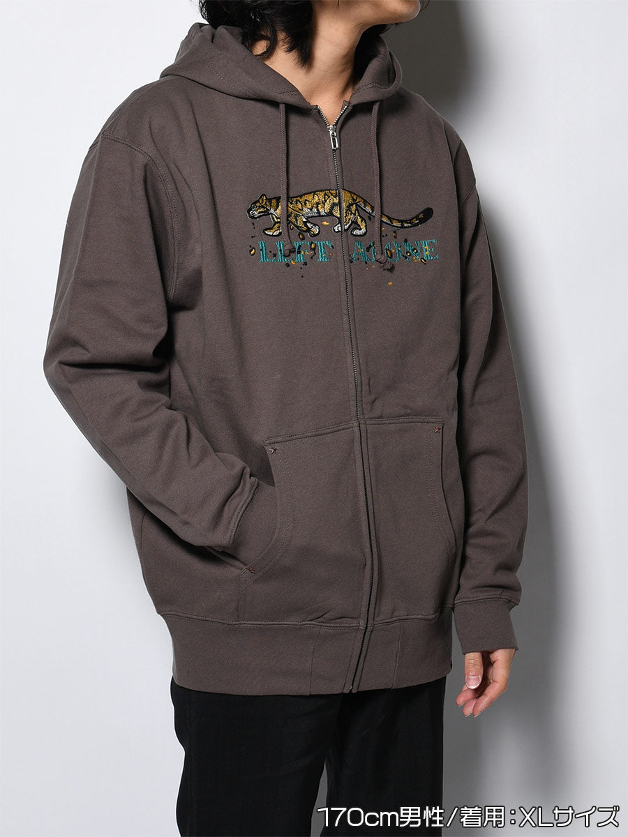 LEOPARD ZIP PARKA -CHARCOAL-