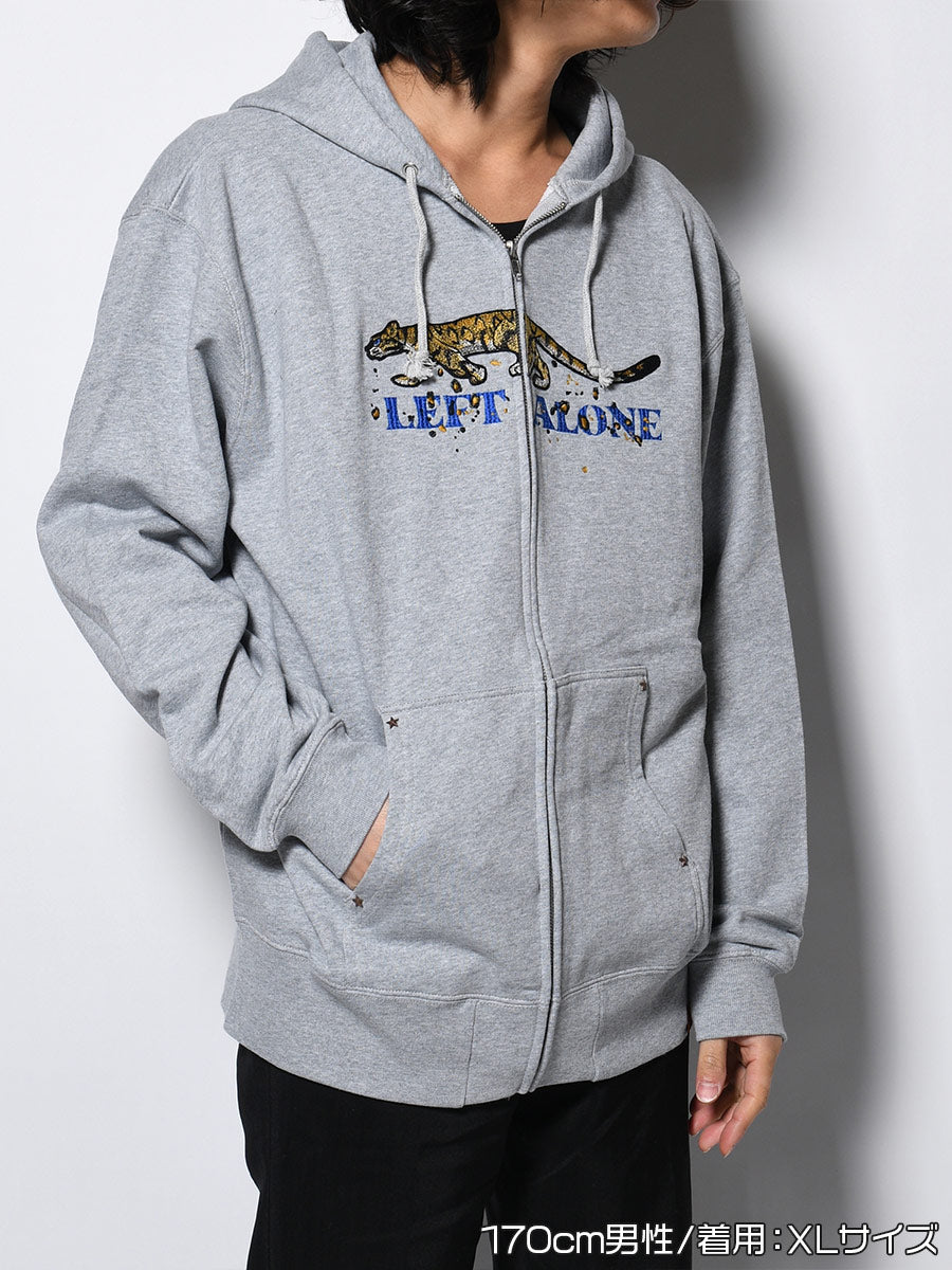 LEOPARD ZIP PARKA -HEATHER GREY-