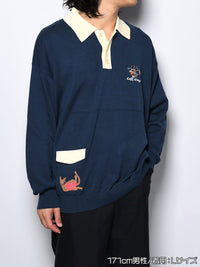 KNIT POLO -NAVY-