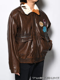 FAKE LEATHER JKT -BROWN-