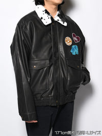 FAKE LEATHER JKT -BLACK-