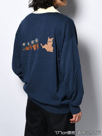 KNIT POLO -NAVY-